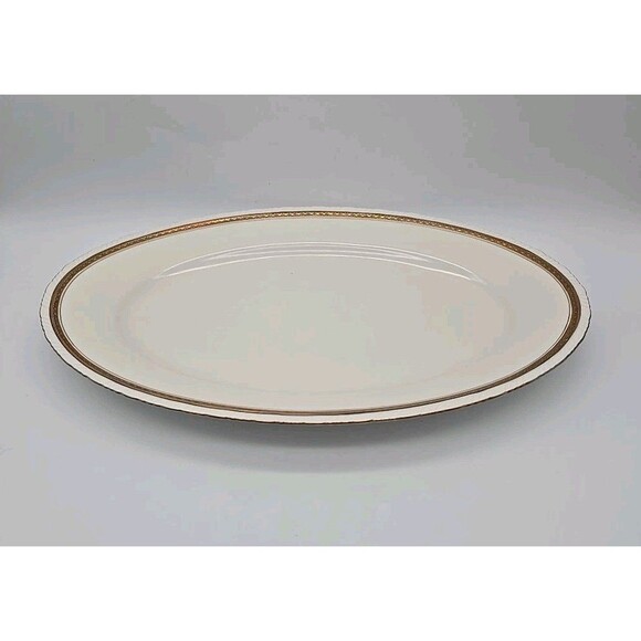 Rorstrand Sweden Oval Porcelain Platter #522 Gold Ribbon Pattern 15.25" x 10." - Picture 3 of 9